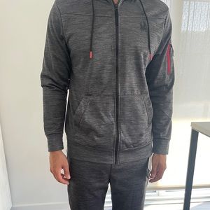 Dark grey Spyder zip up hoodie and jogger set